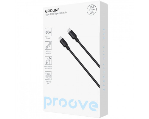 Кабель Proove GridLine Type-C to Type-C 60W (1m) Black (CCGL60002201)