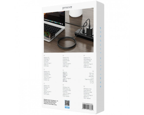 Кабель Proove GridLine Type-C to Type-C 60W (1m) Black (CCGL60002201)