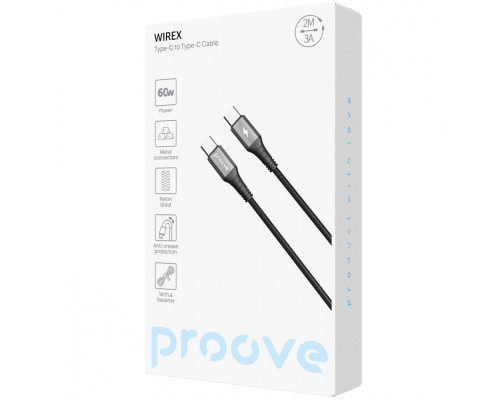 Кабель Proove WireX Type-C to Type-C 60W (2m) Black (CCWX60002221)