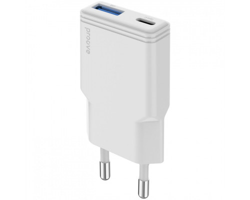 Сетевое зарядное устройство Proove Slender 30W Type-C+USB White (WCSL30110002)