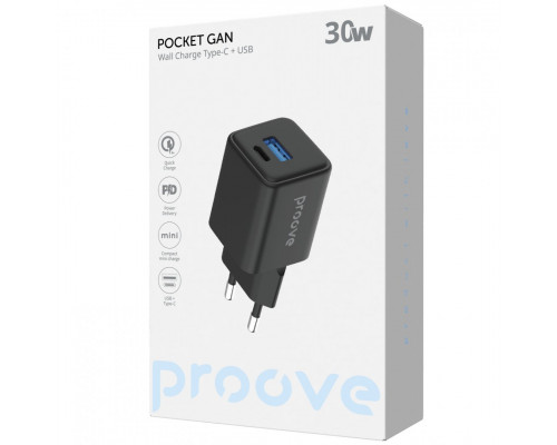 Мережевий зарядний пристрій Proove Pocket GaN 30W Black (WCPG30110001)