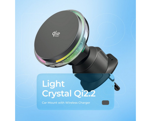 Автомобільний тримач з бездротовою зарядкою Proove Light Crystal Qi2.2 25W Gray (WHLC25002003)