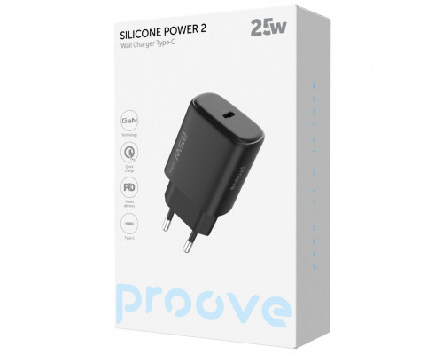 Сетевое зарядное устройство Proove Silicone Power 2 25W Type-C Black (WCSP25010001)
