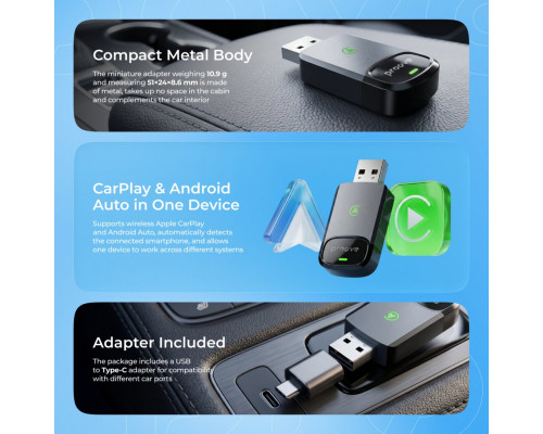 Беспроводной адаптер Proove Unity 2in1 CarPlay / Android Auto (WAPU00100003)
