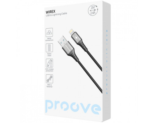 Кабель Proove WireX USB to Lightning 2.4A (1m) Black (CCWX12001201)