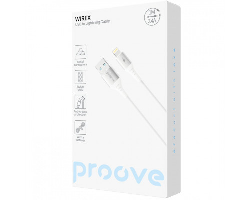 Кабель Proove WireX USB to Lightning 2.4A (1m) White (CCWX12001202)