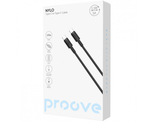 Кабель Proove Nylo Type-C to Type-C 100W (1.5m) Black (CCPN11002201)