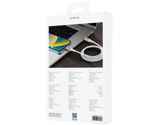 Кабель Proove Dense Metal Type-C to Type-C 60W (2m) White (CCDM60002222)