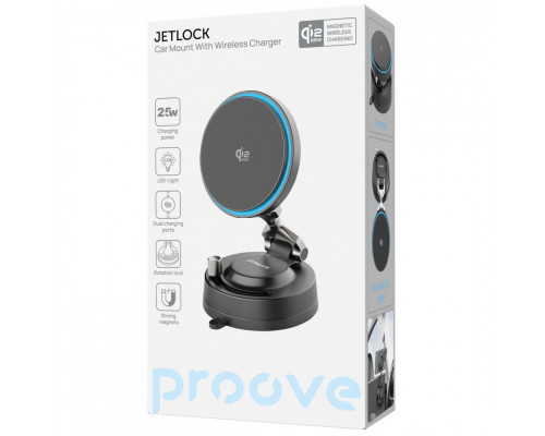 Автомобільний тримач з бездротовою зарядкою Proove JetLock Qi2.2 25W (WHJL25010001)
