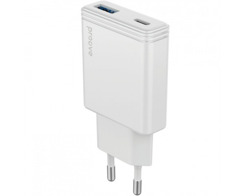Сетевое зарядное устройство Proove Slender 45W Type-C+USB White (WCSL45110002)