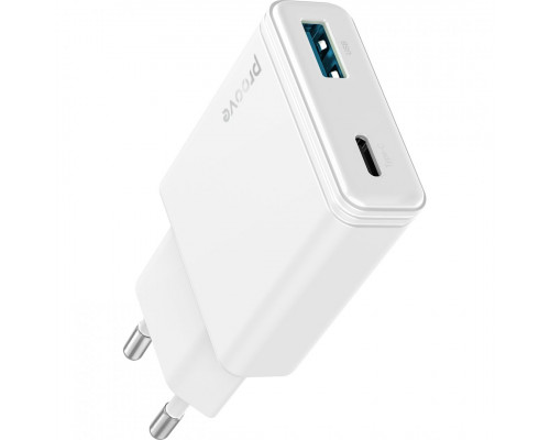 Сетевое зарядное устройство Proove Slender 45W Type-C+USB White (WCSL45110002)