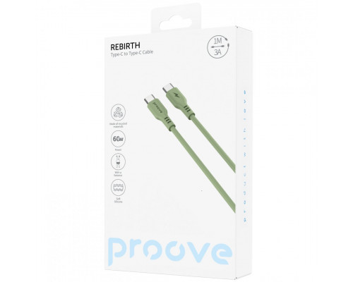 Кабель Proove Rebirth Type-C to Type-C 60W (1m) Green (CCRE60002211)