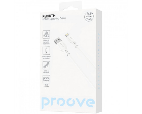Кабель Proove Rebirth USB to Lightning 2.4A (1m) White (CCRE12001102)