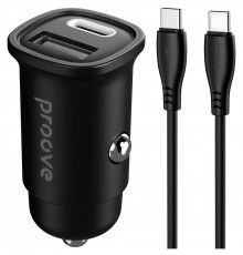 Автомобильное зарядное устройство Proove Flash 30W (Type-C + USB) + кабель Type-C to Type-C Black (CCFC30111201)