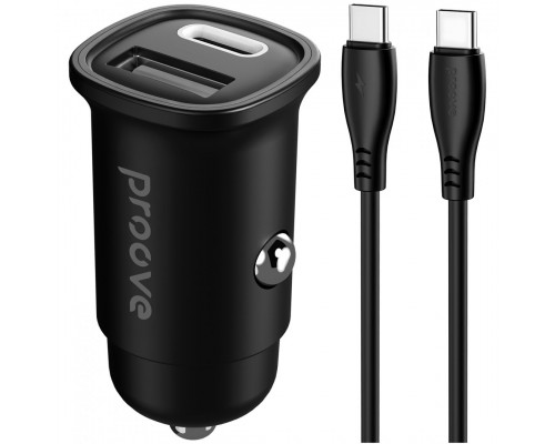 Автомобильное зарядное устройство Proove Flash 30W (Type-C + USB) + кабель Type-C to Type-C Black (CCFC30111201)