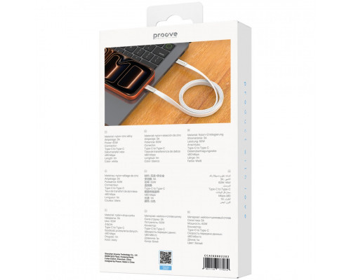 Кабель Proove AirLine Type-C to Type-C 60W (1m) White (CCAI60002202)