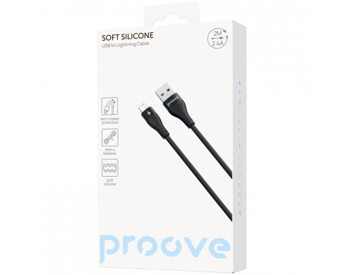 Кабель Proove Soft Silicone USB to Lightning 2.4A (2m) Black (CCSO20001121)