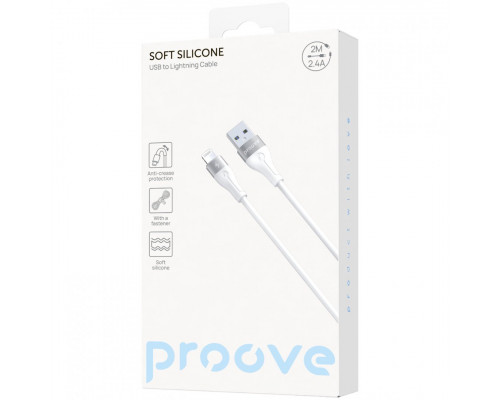 Кабель Proove Soft Silicone USB to Lightning 2.4A (2m) White (CCSO20001122)