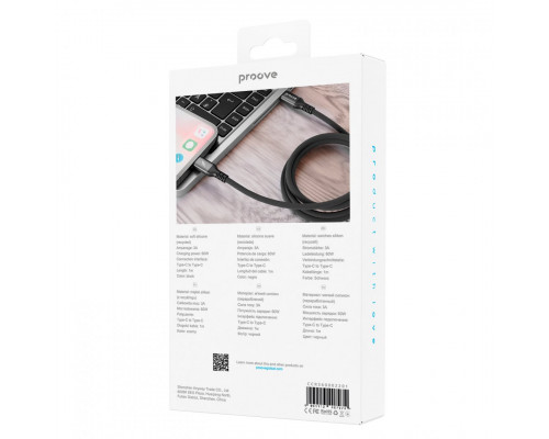 Кабель Proove ReGen Silicone Type-C to Type-C 60W (1m) Black (CCRS60002201)