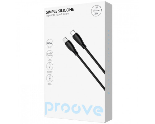 Кабель Proove Simple Silicone Type-C to Type-C 60W (1m) Black (CCSI60002201)