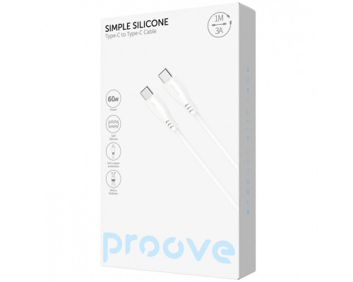 Кабель Proove Simple Silicone Type-C to Type-C 60W (1m) White (CCSI60002202)