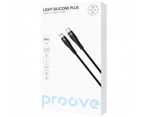 Кабель Proove Light Silicone Plus Type-C to Type-C 60W (1m) Black (CCLS60002201)