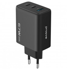 Сетевое зарядное устройство Proove Silicone Power 2 67W (2 Type-C + USB) Black (WCSP26120001)