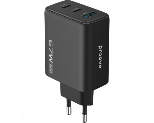 Сетевое зарядное устройство Proove Silicone Power 2 67W (2 Type-C + USB) Black (WCSP26120001)