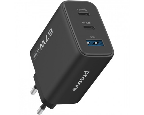 Сетевое зарядное устройство Proove Silicone Power 2 67W (2 Type-C + USB) Black (WCSP26120001)