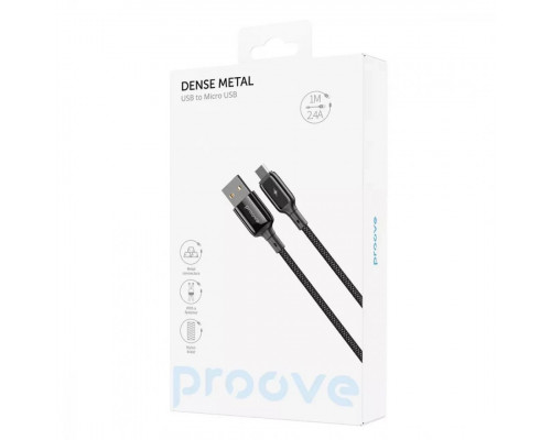 Кабель Proove Dense Metal Micro USB 2.4A (1m) Black (CCDM20001301)
