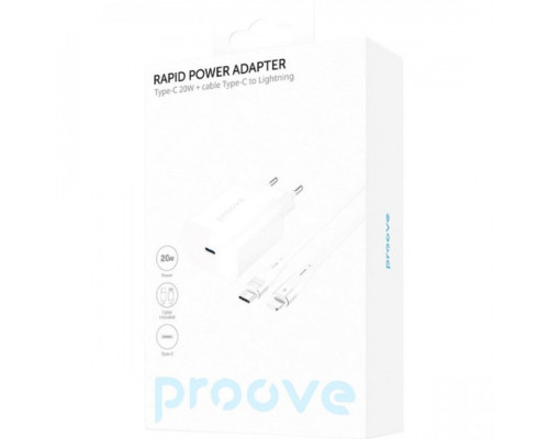 Мережевий зарядний пристрій Proove Rapid 20W USB-C + кабель USB-C to Lightning (WCRP20012102)