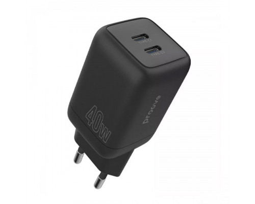 Мережевий зарядний пристрій Proove Silicone Power 40W 2 Type-C Black (WCSP4020001)