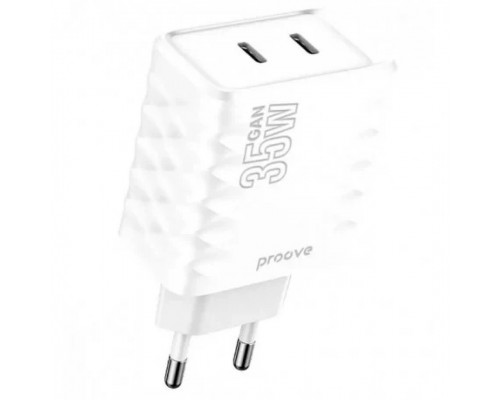 Мережевий зарядний пристрій Proove Speed Surge GaN 35W Type-C + Type-C White (WCSS30020002)
