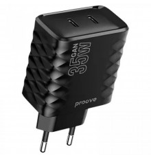 Мережевий зарядний пристрій Proove Speed Surge GaN 35W Type-C + Type-C Black (WCSS30020001)