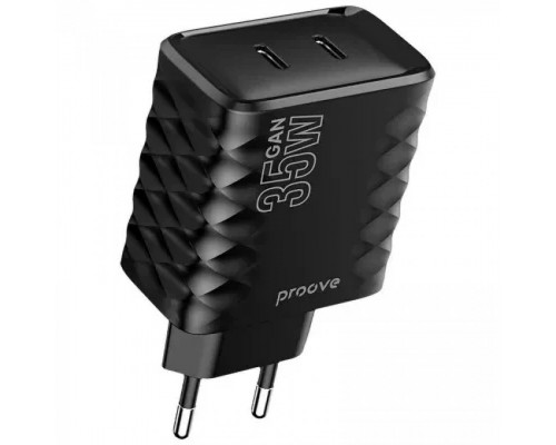 Мережевий зарядний пристрій Proove Speed Surge GaN 35W Type-C + Type-C Black (WCSS30020001)