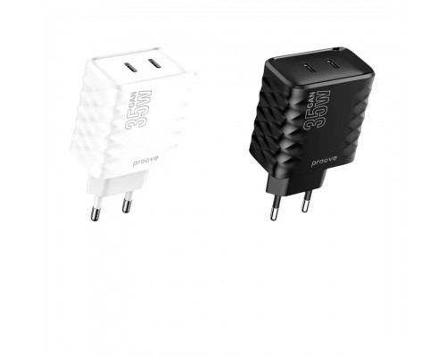 Мережевий зарядний пристрій Proove Speed Surge GaN 35W Type-C + Type-C Black (WCSS30020001)