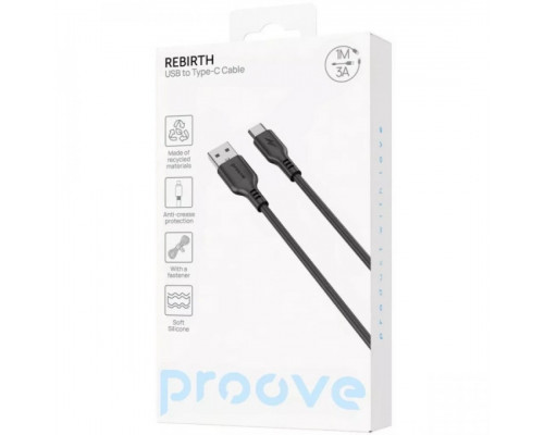 Кабель Proove Rebirth USB to Type-C 2.4A (1m) Black (CCRE60001201)