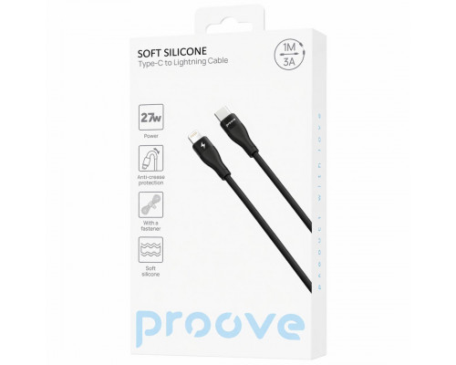 Кабель Proove Soft Silicone Type-C to Lightning 27W (1m) Black (CCSO27002101)