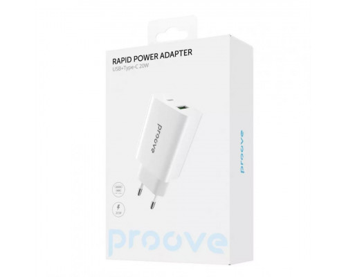 Мережевий зарядний пристрій Proove Rapid 20W Type-C+USB-C White (WCRP20110002)