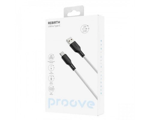 Кабель Proove Rebirth USB to Type-C 2.4A (1m) Black/White (CCRE60001202)