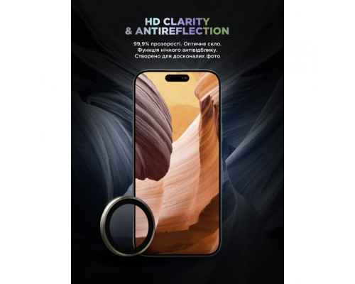 Захисне скло для камери ArmorStandart Supreme Black Icon для iPhone 15 Pro/15 Pro Max Natural Titanium (ARM76592)