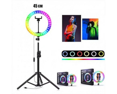 Кільцева лампа RGB MJ18 Black 45см