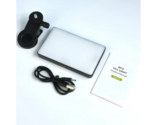 Портативне відеосвітло M12 2000mAh із затискачем