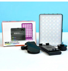 Портативне відеосвітло M16 RGB+LED 1500mAh із затискачем