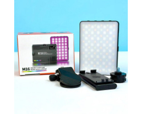 Портативне відеосвітло M16 RGB+LED 1500mAh із затискачем