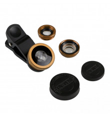 Об'єктив для телефону Риб'яче око 3 in 1 Black-Gold