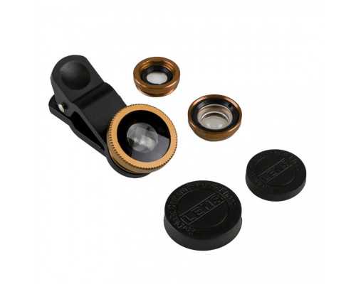 Об'єктив для телефону Риб'яче око 3 in 1 Black-Gold