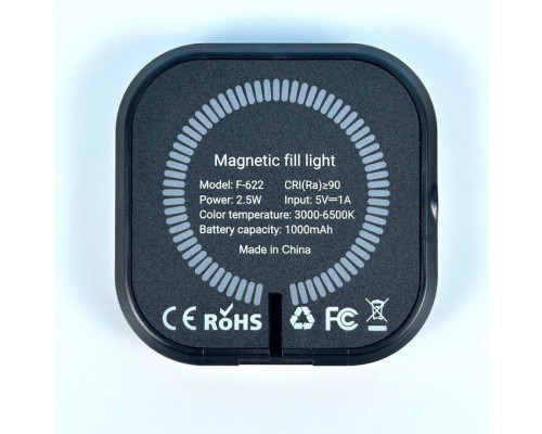 Портативне відеосвітло F-622 Magnetic LED 1000mAh із затискачем White