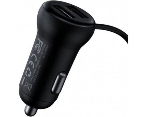 Автомобильное зарядное устройство Baseus FM Launcher S-16 10W 2USB+AUX Black (CCMT000201)