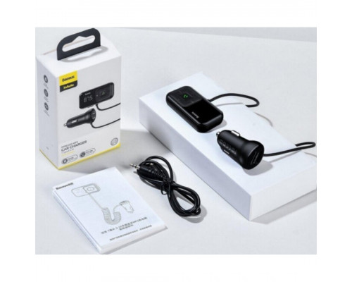 Автомобильное зарядное устройство Baseus FM Launcher S-16 10W 2USB+AUX Black (CCMT000201)